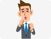 咳をしている男性